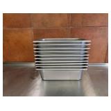 (10) COMMERCIAL STAINLESS STEEL PANS (1/6)