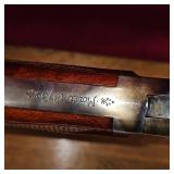 Taylors and Company Cowboy 1873 Winchester RACE Gun, .357 Magnum, Pioneer Action Job Stage 3 Octagon Barrel Rifle, Case Hardening and Leather Attributes