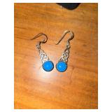 Stearling Silver with turquoise gems, dangle earrings