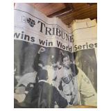 1987 MN Twins World Series banner and newspaper
