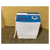 26 LBS Portable Washing Machine with Drain Pump, 2-in-1 Twin Tub Top Load Washer Dryer Combo for RV Apartment