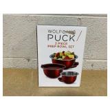 Wolfgang Puck 3-piece Stainless Steel Prep Bowls with Storage Lids