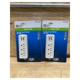 3-Outlet USB Travel Wall Tap Surge Protector, White (lot of 2)