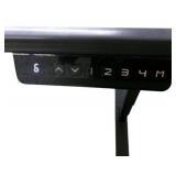 Power Sit Stand Desk with Memory Settings measures 70" wide / 46" deep / Adjusts between 24.5" to 50" tall Right Return