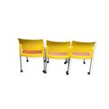 3 Steelcase Stackers on Wheels- Orange/Yellow