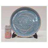 Large Signed Art Pottery Platter w/Fish Design by Charles E. Flatt