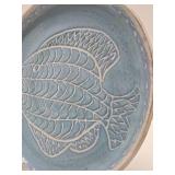 Large Signed Art Pottery Platter w/Fish Design by Charles E. Flatt