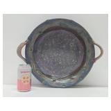 Large Vintage Art Pottery Glazed Stoneware 2-Handled Platter
