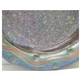 Large Vintage Art Pottery Glazed Stoneware 2-Handled Platter