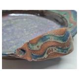 Large Vintage Art Pottery Glazed Stoneware 2-Handled Platter