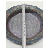 Large Vintage Art Pottery Glazed Stoneware 2-Handled Platter