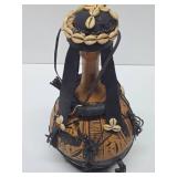 Large Vintage African Gourd Pot w/Cowry Shells