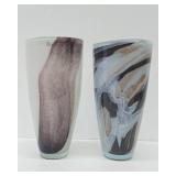 2 LARGE Swirled Art Glass Vases including Vilniaus Stiklo - Lithuania