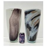 2 LARGE Swirled Art Glass Vases including Vilniaus Stiklo - Lithuania