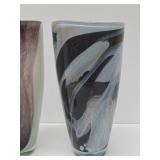 2 LARGE Swirled Art Glass Vases including Vilniaus Stiklo - Lithuania