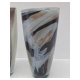 2 LARGE Swirled Art Glass Vases including Vilniaus Stiklo - Lithuania