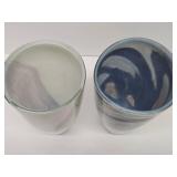 2 LARGE Swirled Art Glass Vases including Vilniaus Stiklo - Lithuania