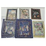Lot of Vintage Original Indian/Persian Paintings on Silk & other Cloth #1
