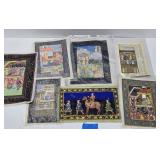Lot of Vintage Original Indian/Persian Paintings on Silk & other Cloth #2