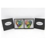 2 Jorvik Glass Hearts w/Boxes