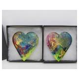 2 Jorvik Glass Hearts w/Boxes