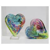 2 Jorvik Glass Hearts w/Boxes