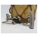 Native American Drum w/Handmade Decorated Stone Hitter