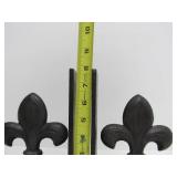 Large Heavy Cast Iron Fleur De Lis Bookend Set
