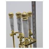 Excellent Clean Condition Quality Brass & Marble Fireplace Tool Set