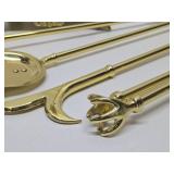Excellent Clean Condition Quality Brass & Marble Fireplace Tool Set