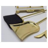 Excellent Clean Condition Quality Brass & Marble Fireplace Tool Set