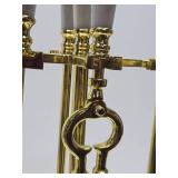 Excellent Clean Condition Quality Brass & Marble Fireplace Tool Set