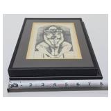 2 Framed Vintage Artworks - Linocut & Etching - "The Old Cynic" & Mother w/Child