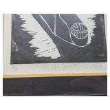 2 Framed Vintage Artworks - Linocut & Etching - "The Old Cynic" & Mother w/Child