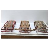 3 Vintage Wooden Snow Sleds