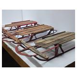 3 Vintage Wooden Snow Sleds