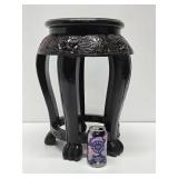 Vintage Carved Wood Oriental Pedestal Stand