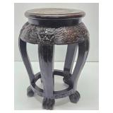 Vintage Carved Wood Oriental Pedestal Stand