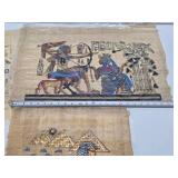 Group of Vintage Handpainted Egyptian Artwork on Papyrus