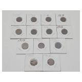 Group of 13 US Indian Heads Pennies #1