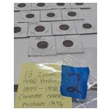 Group of 13 US Indian Heads Pennies #2
