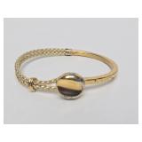 Vintage Signed VERMEIL Sterling Silver & Leather Bracelet