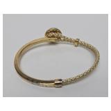 Vintage Signed VERMEIL Sterling Silver & Leather Bracelet