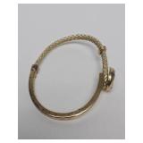 Vintage Signed VERMEIL Sterling Silver & Leather Bracelet
