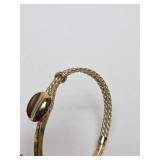 Vintage Signed VERMEIL Sterling Silver & Leather Bracelet