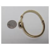 Vintage Signed VERMEIL Sterling Silver & Leather Bracelet