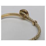 Vintage Signed VERMEIL Sterling Silver & Leather Bracelet