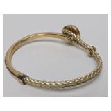 Vintage Signed VERMEIL Sterling Silver & Leather Bracelet