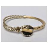 Vintage Signed VERMEIL Sterling Silver & Leather Bracelet