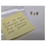 Genuine 14K Gold & Freshwater Pearl Earring & Pendant Set